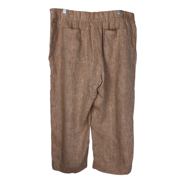 pureJill Linen Pull On Elastic Waist Wide Leg Pants Size LP Tan Vacation Resort - Picture 2 of 12